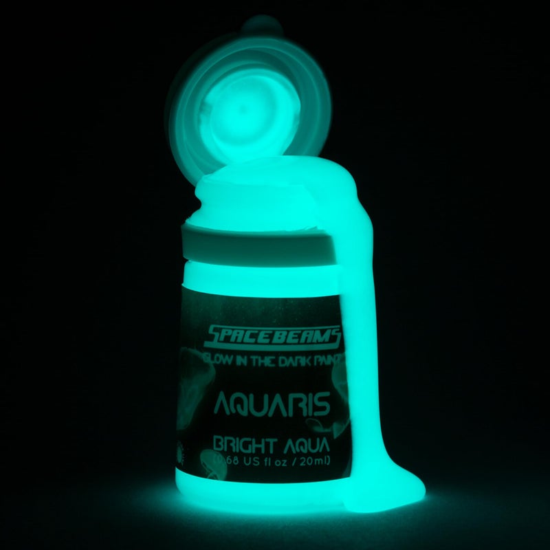 SpaceBeams Aquaris Glow in the Dark Paint (0.68 Fl Oz) Bright Aqua Glow (Light Blue/Turquoise), Non-Toxic, Water Based - Image 2